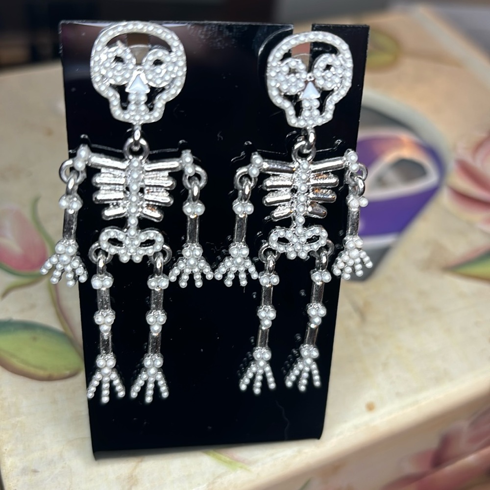 Pearl Accented Skeleton Earrings